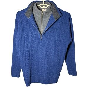 Carraig Donn Ireland Sweater Men’s XXL Cable Knit Fisherman Wool With Fleece